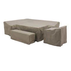 Bramblecrest Cover Zurich L Shape Sofa with Piston Adj Table, Sofa Chair & Bench Set Long Right