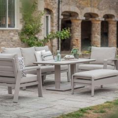 Bramblecrest Prague 3 Seat Sofa With Rectangle Piston Adjustable Table, 2 Sofa Chairs & Bench - Latte