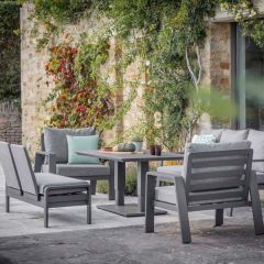 Bramblecrest Prague 3 Seat Sofa With Rectangle Piston Adjustable Table, 2 Sofa Chairs & Bench - Anthracite