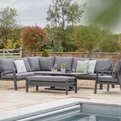 Bramblecrest Prague L Shape Sofa Set with Piston Adjustable Rectangle Table & Bench & Chair - Anthracite