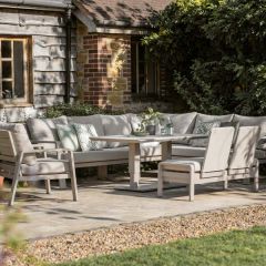 Bramblecrest Prague L Shape Sofa Set with Piston Adjustable Rectangle Table & Bench & Chair - Latte