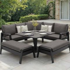 Bramblecrest Prague Square Sofa Set W Piston Adjustable Table & 2 Benches - Anthracite