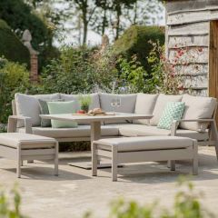 Bramblecrest Prague Square Sofa Set with Piston Adjustable Table & 2 Benches - Latte