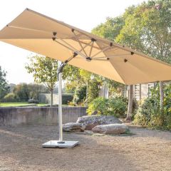 Worcester Rectangle Side Post Parasol W LEDs & Cover Sand W Base