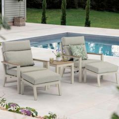 Bramblecrest Zurich 2 Sofa Chairs with 2 Footstools & High Coffee Table (Bistro) - Mocha