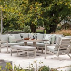 Bramblecrest Zurich L Shape Sofa with Rectangle Tree-Free Piston Table, 1 Sofa Chair & Bench - Mocha