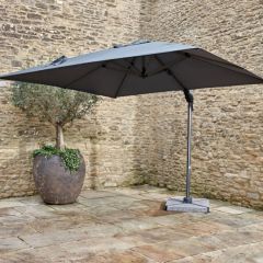 Bramblecrest Chichester 3x3m Square Side Post Parasol Grey with 100kg Granite base