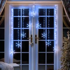 Curtain String Lights Snowflake Cool White