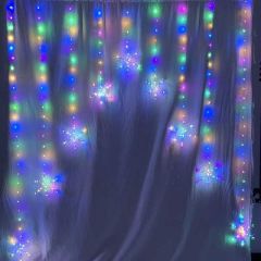 Curtain String Lights Snowflake Pastel