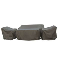 Bramblecrest 3 Seat sofa with 2 x Sofa Chairs & Rectangle Casual Dining Table Set Cover Khaki