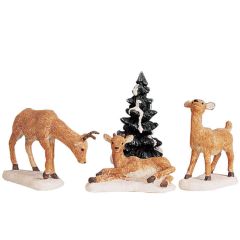 Lemax Dad And Fawns, Set Of 4