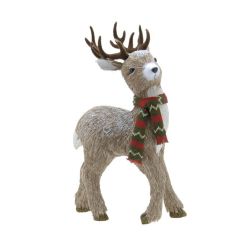 Festive Bristle Standing Reindeer with Scarf 48cm