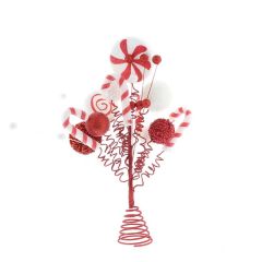 Festive Tree Topper 36cm Red & White Decorations