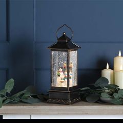 Festive Water Lantern 27cm Snowman Scene