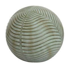 Fibre Clay Statue Round Leaf Small Green Antique