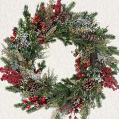 Gisela Graham Wreath - Red Berry, Cone & Foliage