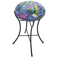 Hummingbird Glass Birdbath