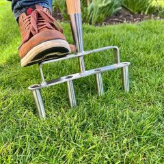 Kent & Stowe Stainless Steel Hollow Tine Aerator 4 Prong
