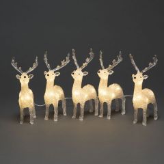 Konstmide Acrylic Set of 5 Reindeers Warm White LED (IP20)