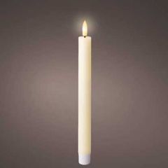 LED Flat Top Dinner Candle 24.5cm (Box of 2) Cream