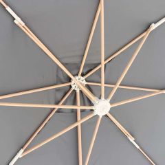 Bramblecrest Lichfield 2.7m Wood Effect Square Side Post Parasol Grey with 100kg Granite base