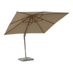 Bramblecrest Lichfield 2.7m Wood Effect Square Side Post Parasol Sand with 100kg Granite base