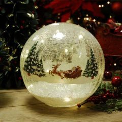 Festive Lit Crackle Effect Ball 15cm Santa Sleigh