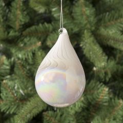 Pearl Glass Teardrop Bauble 12cm