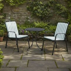 Pacific Lifestyle Savoy Bistro Set with Sage Green Striped/Plain Cushions