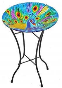 Peacock Glass Birdbath 