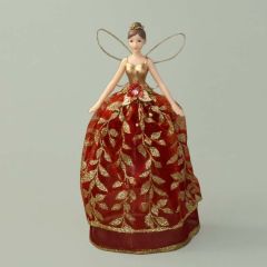 Gisela Graham Tree Topper - Red & Gold Leaf Fairy