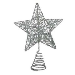 Gisela Graham Tree Topper Wire Mesh Star Silver