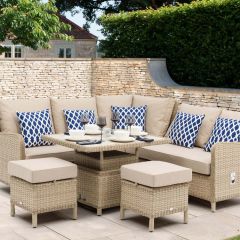 Bramblecrest Somerford Reclining Mini Modular Sofa Set W Ceramic Table & 2 Stools