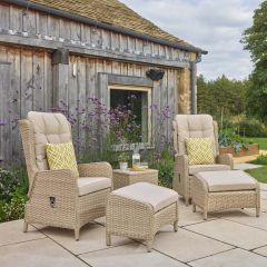 Bramblecrest Somerford Deluxe Recliner Set W 2 Footstools & Ceramic Coffee Table