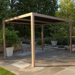 Supremo Belfort Pergola 3x4m with Curtains & LEDs Wood Effect