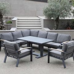 Supremo Modena Corner Modular Set with 145x85cm Adjustable Table with 2 Recliner Chairs