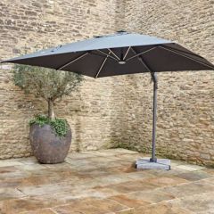 Bramblecrest Truro 3mx3m Square Side Post Parasol Grey with LED