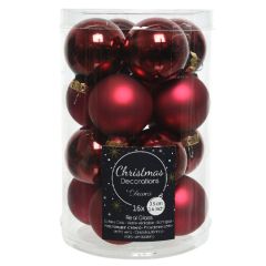 Glass Bauble Tube of 16 (3.5cm) Oxblood - Kaemingk