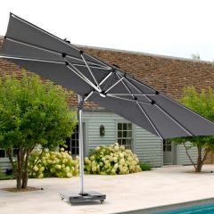 Bramblecrest Worcester Rectangle Side Post Parasol W LEDs & Cover Grey W Base
