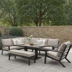 Zurich L Shape Sofa Set with Rectangle Piston Table & 1 Sofa Chair & Bench - Anthracite