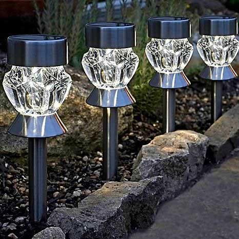 Dual Function Crystal Glass Stake Light - 4 Pack - Smart Solar