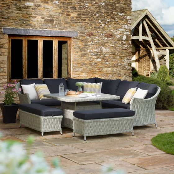Bramblecrest Chatsworth Modular Sofa Set W Square Adj Table & 2 Benches