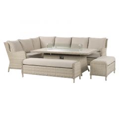 Bramblecrest Chedworth Modular Sofa Set With Rectangular Firepit Dining Table & 2 Benches