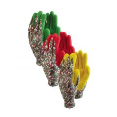 Town & Country Chilli Pattern Flexigrip Gardening Gloves - Triple Pack