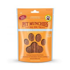 Pet Munchies Salmon & Sweet Potato Sticks Dog Treats 90g