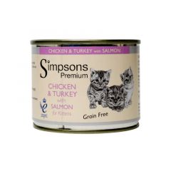 Simpsons Chicken Turkey & Salmon Wet Food For Kittens 200g