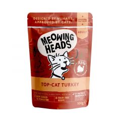 Meowing Heads Top-Cat Turkey Wet Food Pouch For Cats 100g