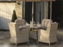 Bramblecrest Chedworth 4 Seat Set W 120cm Round Table & Parasol