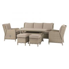 Chedworth 3 Seat Reclining Sofa Set with Adjustable Table, 2 Sofa Chairs & 2 Stools - Bramblecrest