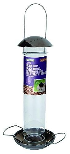Large Heavy Duty Black Nickel Mealworm And Suettreats Feeder Gardman